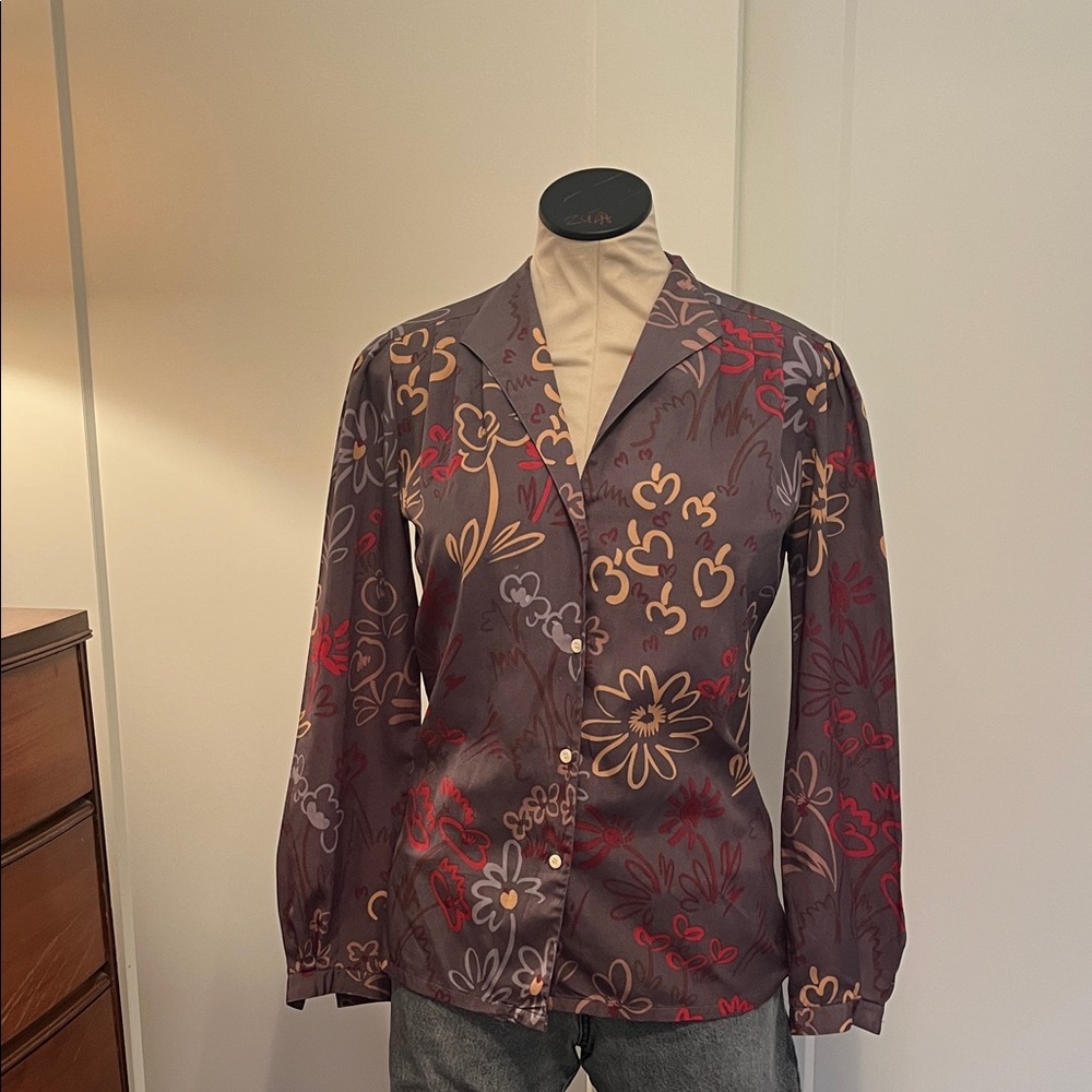 Vintage Floral Patterned Blouse.